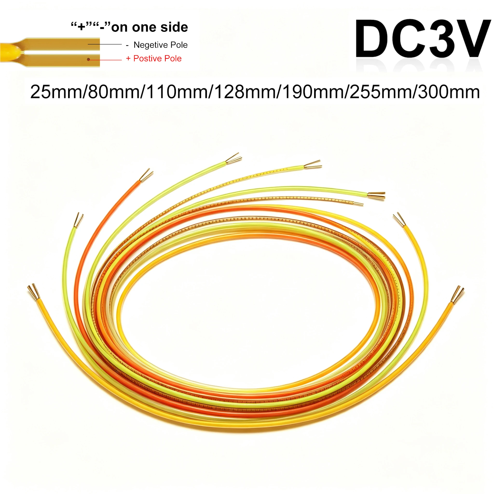 Free Cut 3V LED Same End Filament Flexible Diode Lighting Strip Decoration 25mm 80mm 110mm 300mm Retro Edison Bulb Lamp Parts