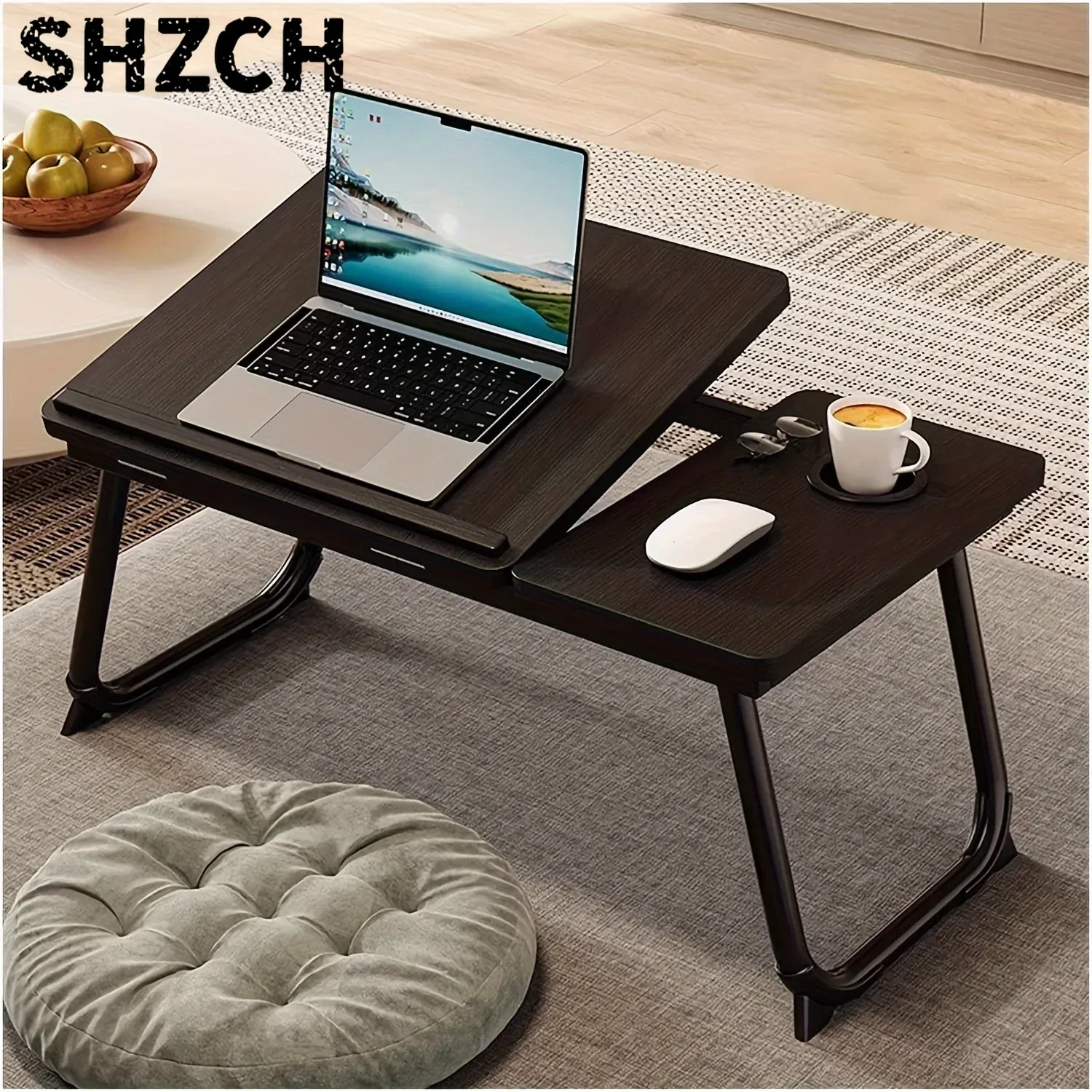 Portable Bed/Sofa Table, Sofa Tray, Home Desk, Breakfast Tray with Cup Holder, Bedside Laptop Stand, Foldable Bed Table