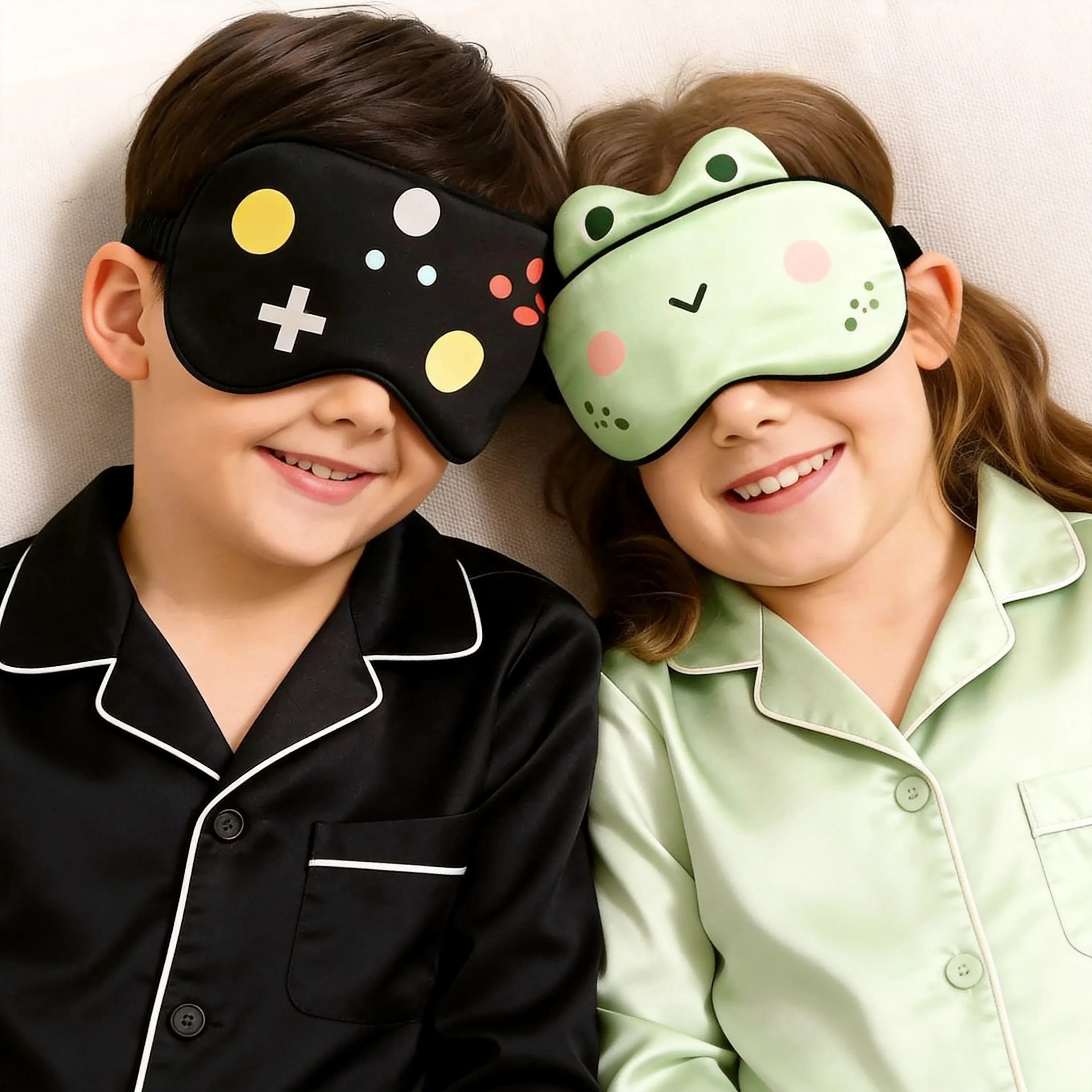 Children's Cartoon 100% Mulberry Silk Light-Blocking Eye Mask, Breathable and Soft Silk Sleep Mask for Boys and Girls, Travel and Nap Eye Protection