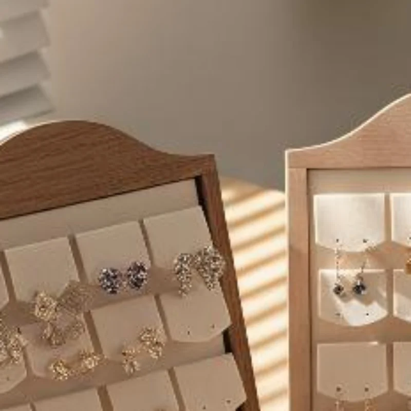 1 Pcs Wood Earrings Ring Photo Frame Jewelry Display Stand Jewelry Rack Velvet Jewelry Storage Tray Store Counter Props Show