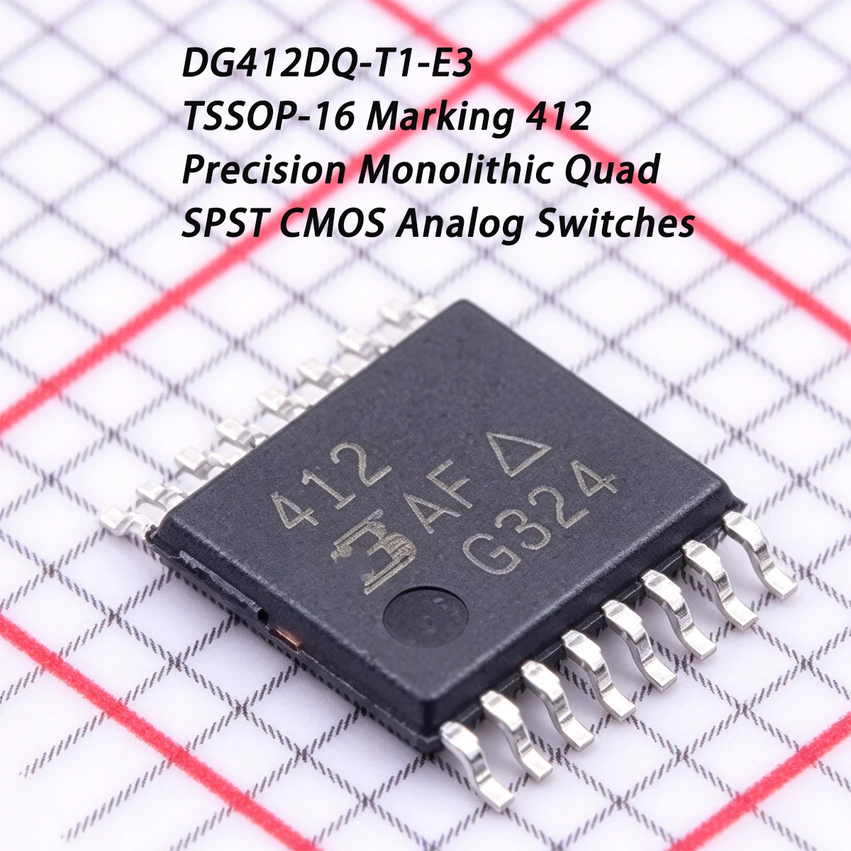2PCS DG412DQ-T1-E3 TSSOP-16 Marking 412 1:1 4ch 25Ω ohm NEW Original Precision Monolithic Quad SPST CMOS Analog Switches IC chip