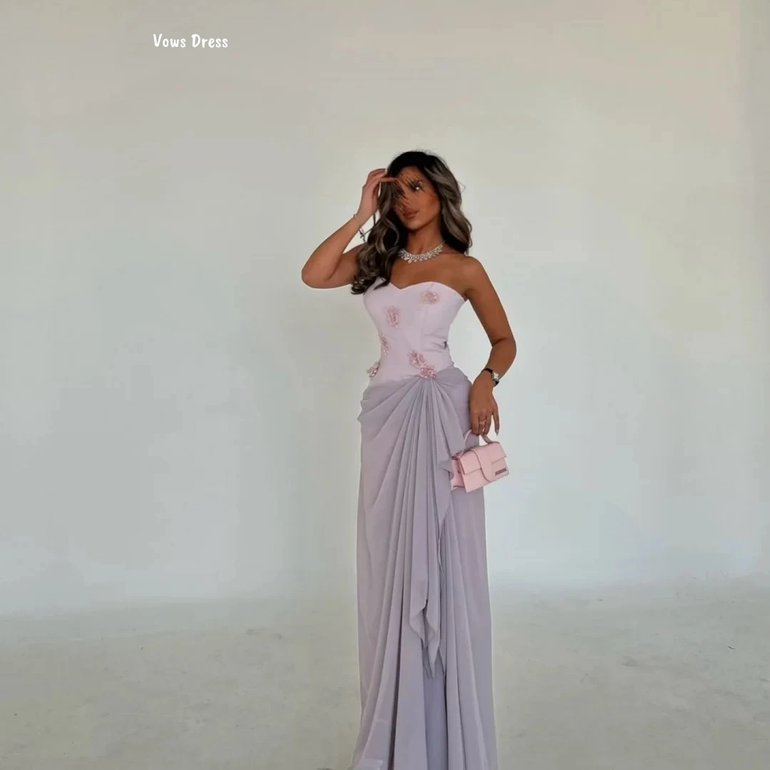 Vows Line A-vestidos de fiesta de noche elegantes para mujer, vestido de noche para mujer, vestido de fiesta de gasa hecho a medida para mujer, Gala de flores 2025