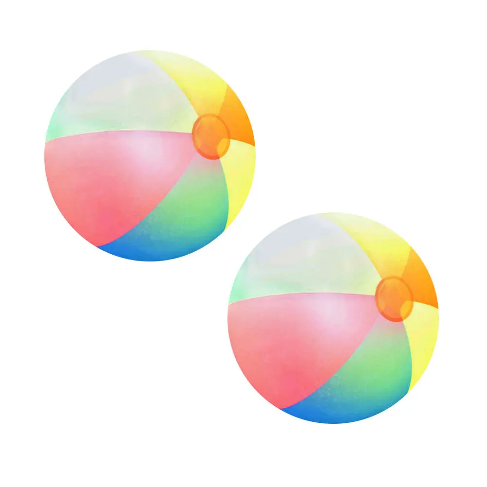 Inflatable Rainbow Colorful Beach Ball Durable Safe Material Easy Inflate Perfect Indoor Outdoor Kids Pool Summer Fun Play