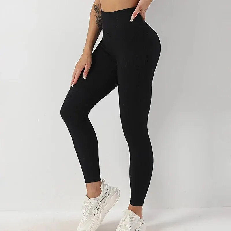 Ribbed Seamless Leggings Women Yoga Pants Squat Proof Fitness Sport Leggings Push Up High Waist Gym Tights Workout Clothes