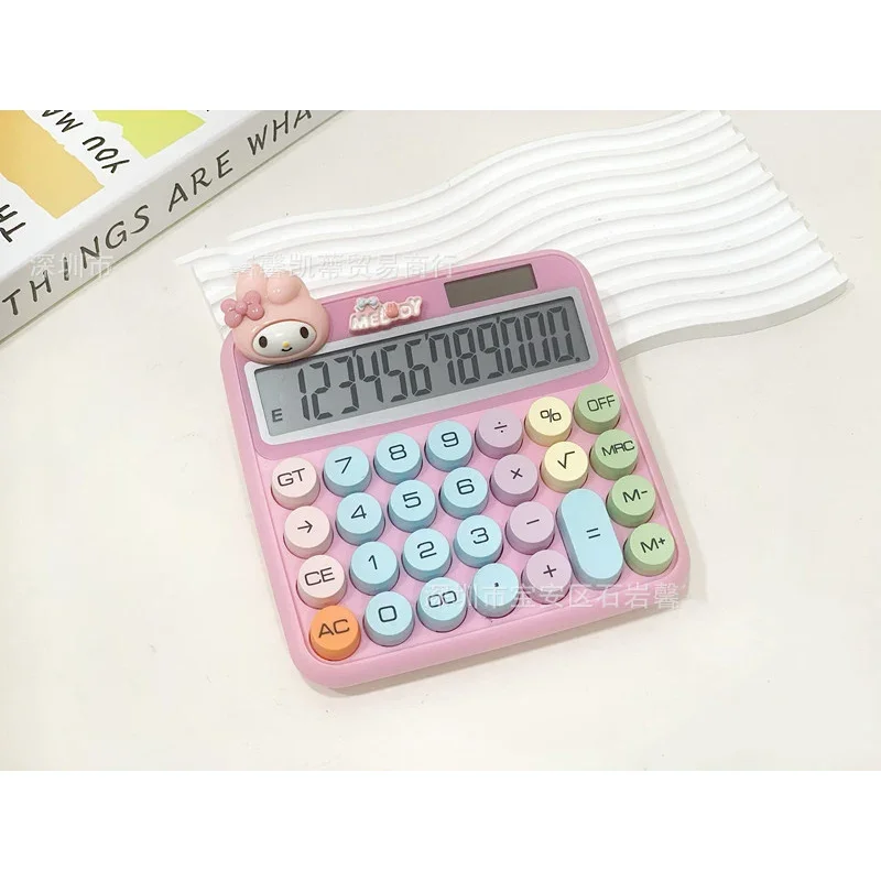 Kawaii Sanrio Hello Kitty My Melody Badtz Maru เครื่องคิดเลขพลังงานแสงอาทิตย์ 12 หลักหน้าจอขนาดใหญ่อะนิเมะการ์ตูนเทศกาลของขวัญ