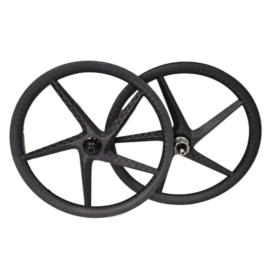 Carbon 16er 349 Folding Bike 5 Spokes Wheelset for Brompton Bicycle 25mm Wide 23mm Depth MIN Small 7 Speed Wheels Rim/Disc Brake