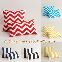 Waterproof Outdoor Striped Pillows Case Red/black/yellow/blue Bright Colors Cushion Cover Beach Chairs Seat Swimming Pool Pillow