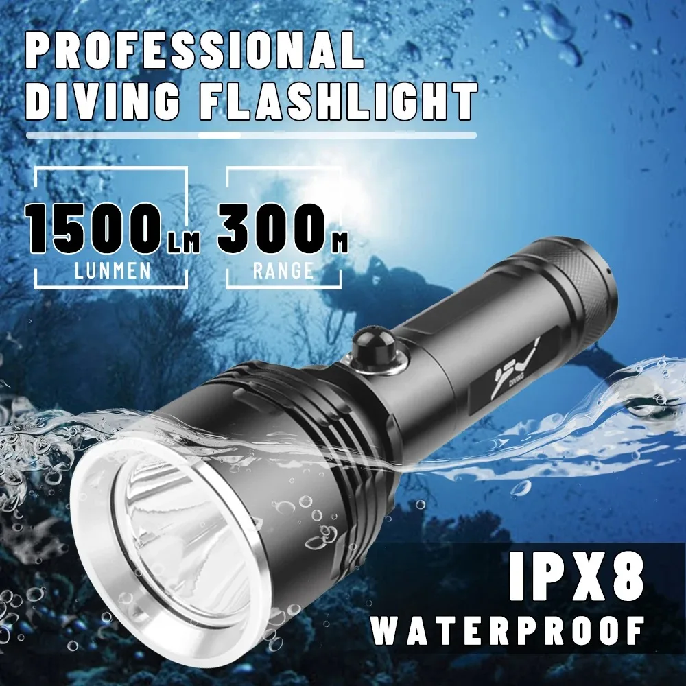 New Super XHP70 Powerful 6000 Glare Scuba Diving Flashlight High Power Led Dive Torch IPX8 Waterproof Underwater Hunting Lantern