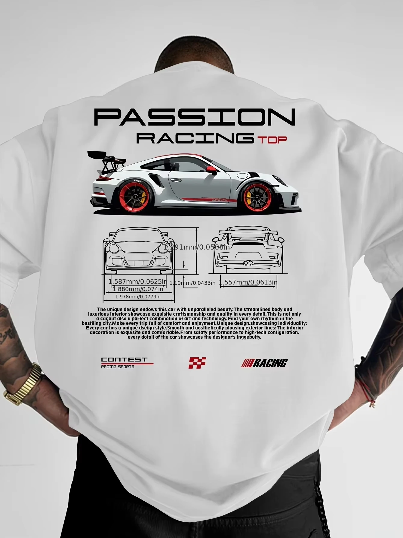 Top-level Racing Element Fashion Casual Trend  Brand T-shirt Cotton Graphic Tee Men Women Summer Streetwear