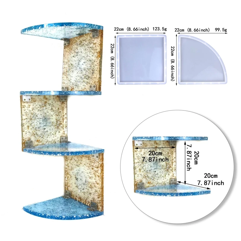 Y1UB-Soporte esquina pared para espejo, molde colgante resina silicona, Molde resina Epoxy artesanal para del