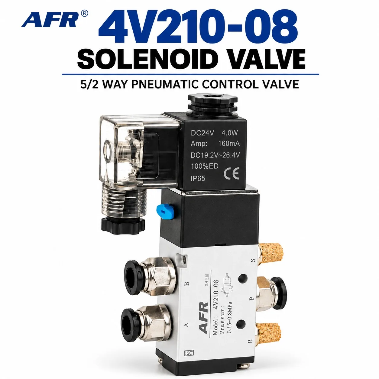 Double Solenoid Valve 4V220-08 5/2 Way Double Coil Pneumatic Directional Valve 1/4 inch DC24V AC220V
