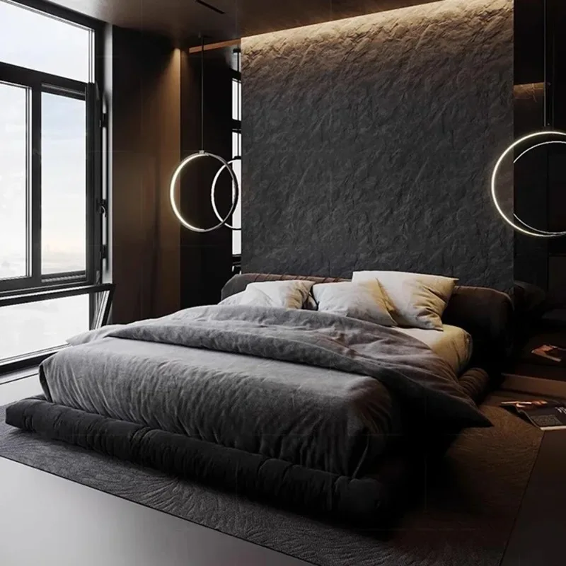 

Double Minimalist Sleeping Bed Luxury Fancy 150x200cm Nordic Bed 180x200cm Full Size Storage King Home Bedroom Furniture