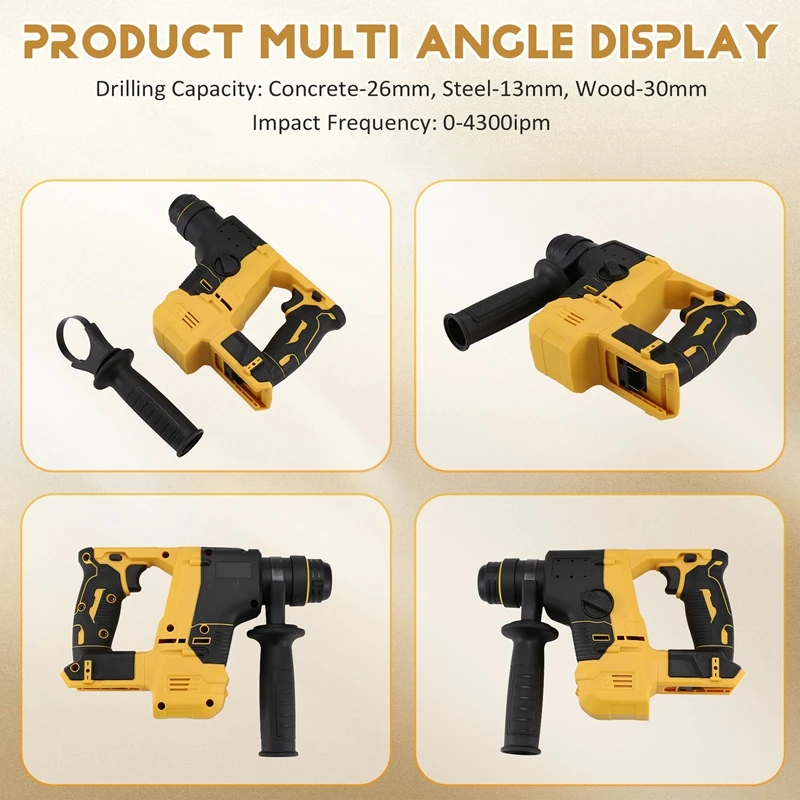 Brushless Electric Hammer Drill Multifunctional Rotary Cordless Drilling Chiseling Tool For 18V 21V Battery