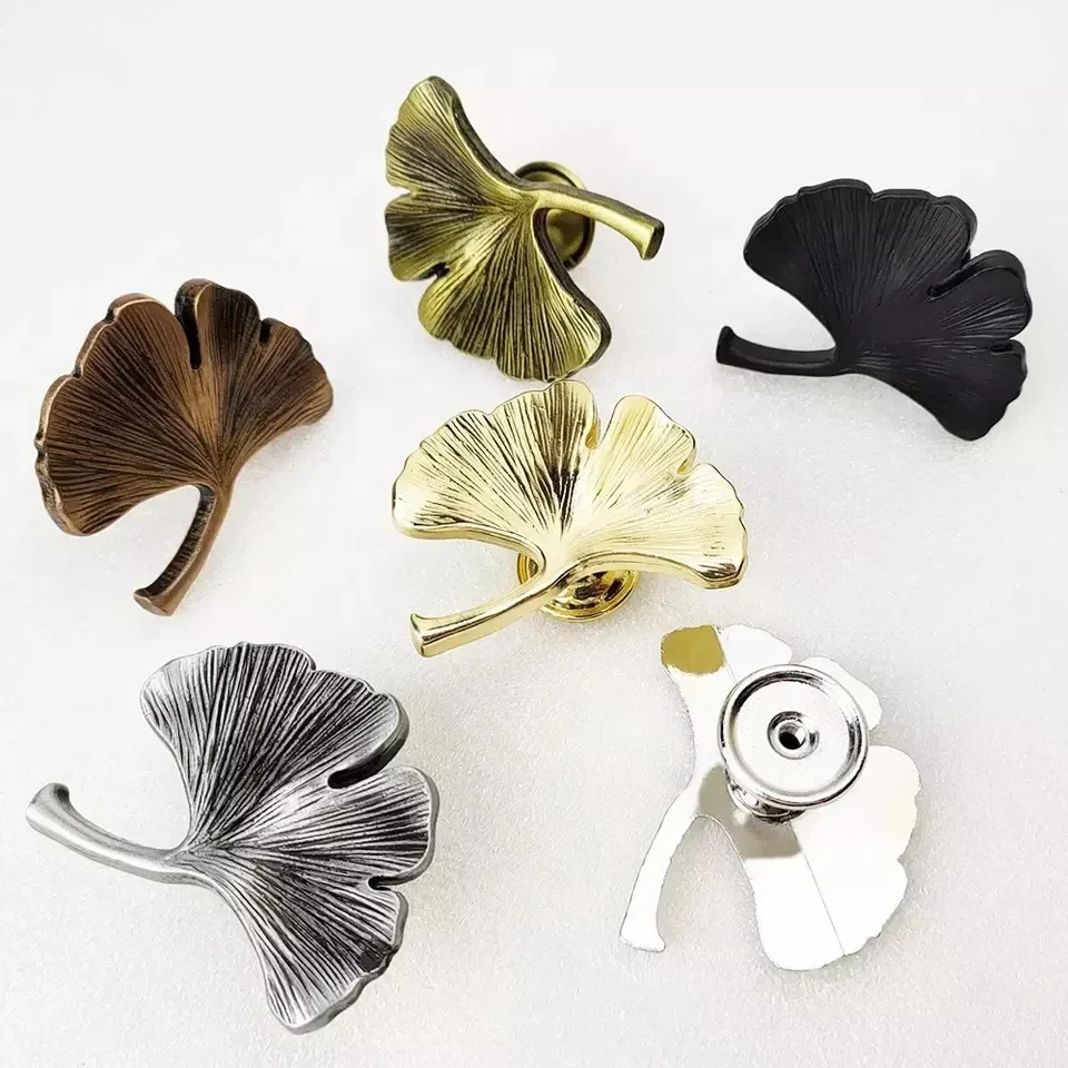 Ginkgo leaf shaped drawer handle, zinc alloy furniture handle, door cabinet handle, bedroom decoration hardware