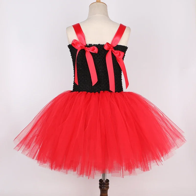 Queen of Hearts Costume Girl Carnival Party Tutu Dress Up Wonderland Red Queen Cosplay Halloween Costume for Kids Fancy Cloth&J1