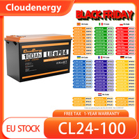 Cloudenergy 24V 100Ah LiFePO4 Battery Pack, 2560Wh, Built-in 100A BMS, Support in Series/Parallel,6000+ Cycles,10 Years Lifespan