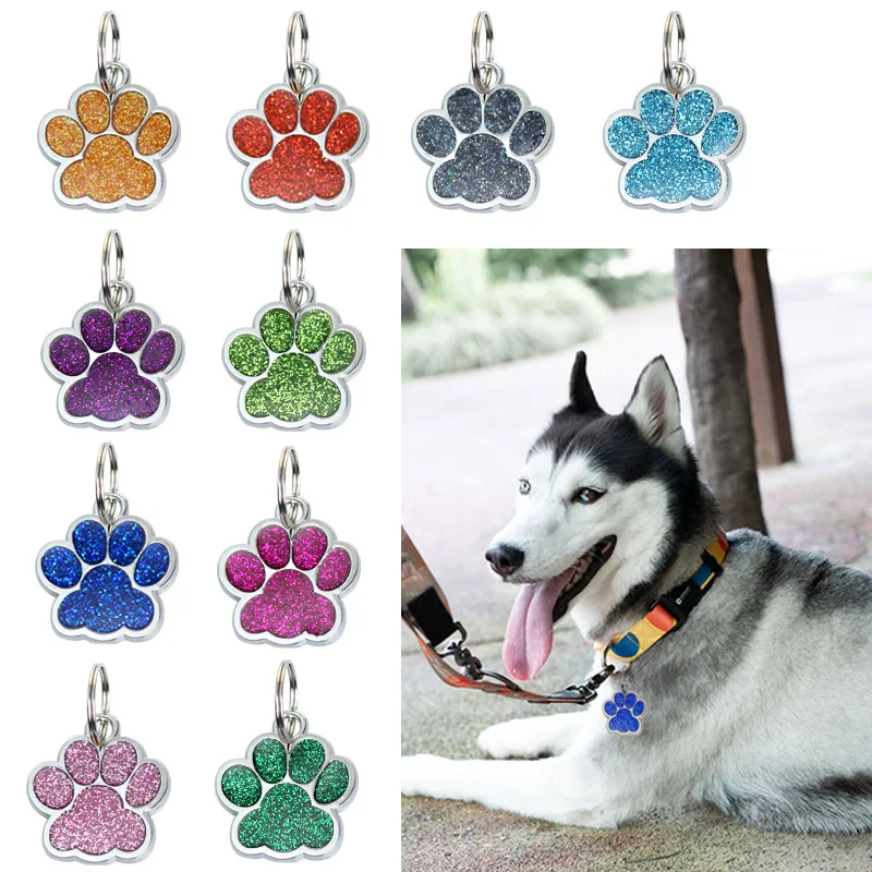 30pcs/lot 25x27mm Bear Dog Paw Pendant Charm Glitter Pet Dog pawprint dangle charms tag Fit For DIY Keychains Pet Collars making - view 4