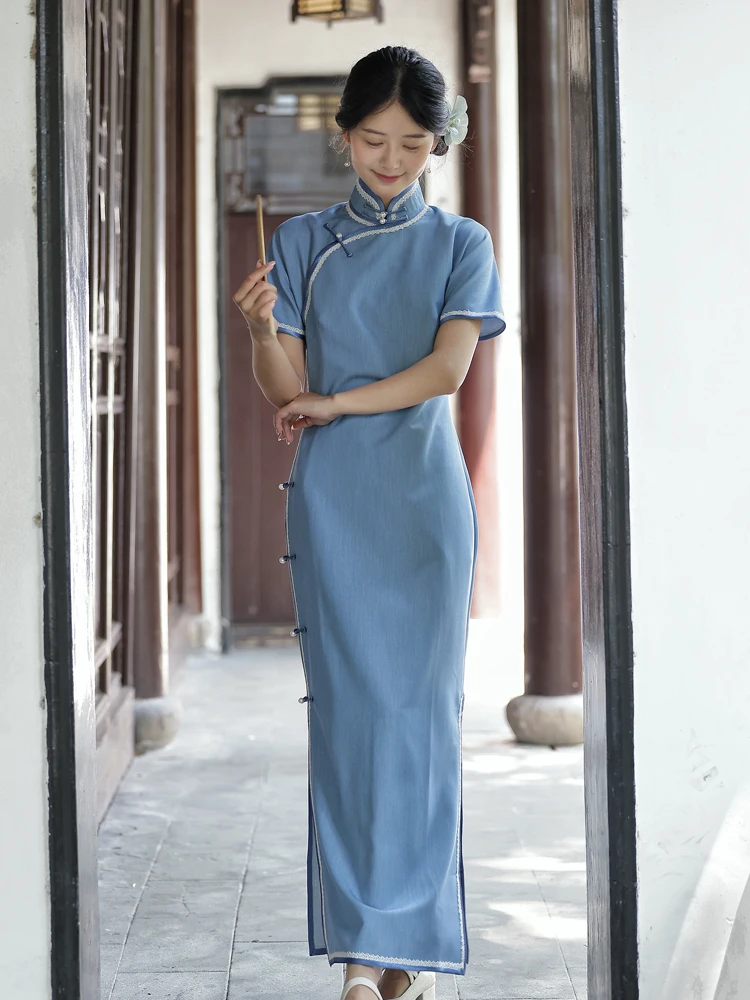 

Traditional Chinese Dr Long Sle ort Sve Summer 2025 Faionable Retro Design Breathable Material