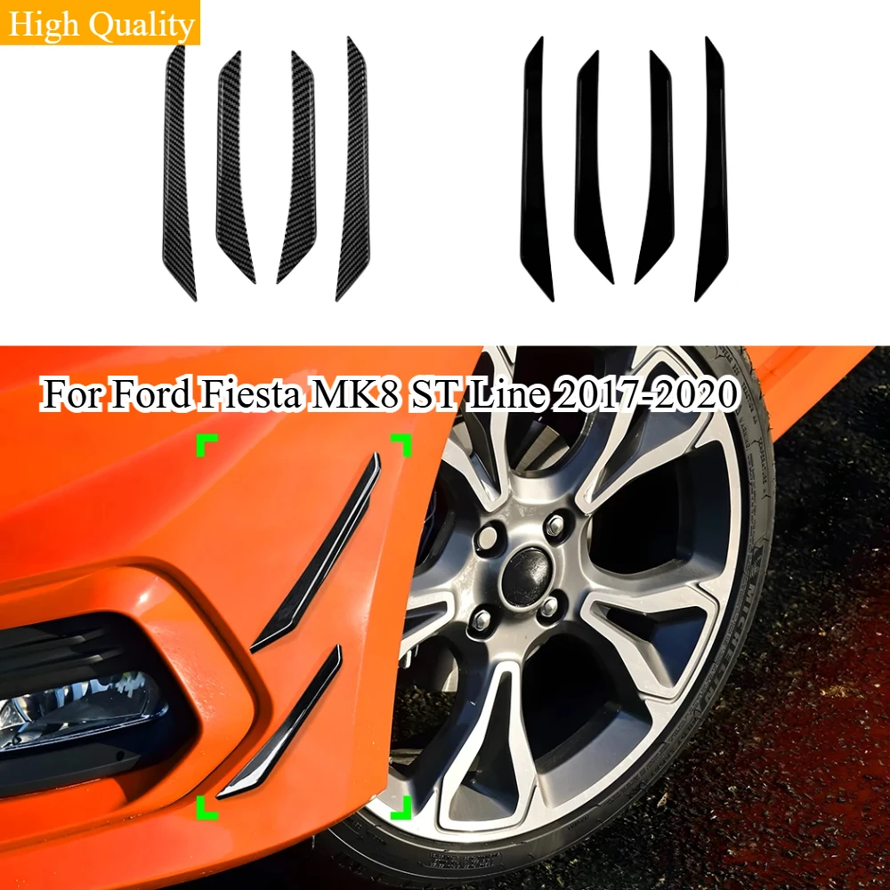 Front Bumper Side Wind Knife Spoiler For Ford Fiesta MK8 ST Line 2017-2020  Car Sticker Exterior Modification Body Kit