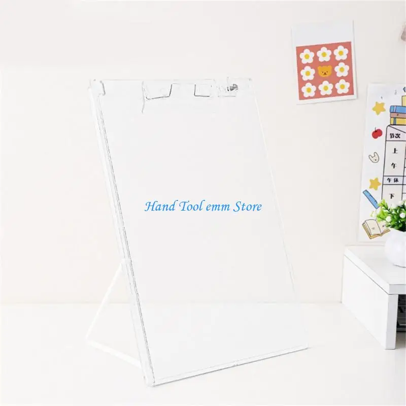 

H37F Standing up Clear Acrylic Clipboard with Pen Clip and Measuring Ruler 12.8x9Inch