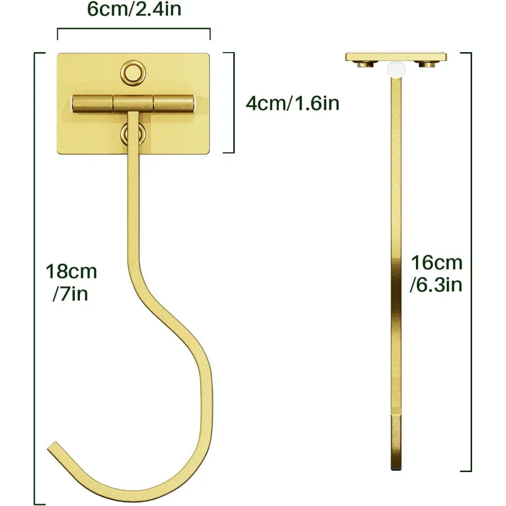 2-Pack Self-Adhesive Banana Holder, Foldable Under Cabinet Kitchen Hook with Magnet, Space Saving Storage Hanger for Fruit, Gold - view 4