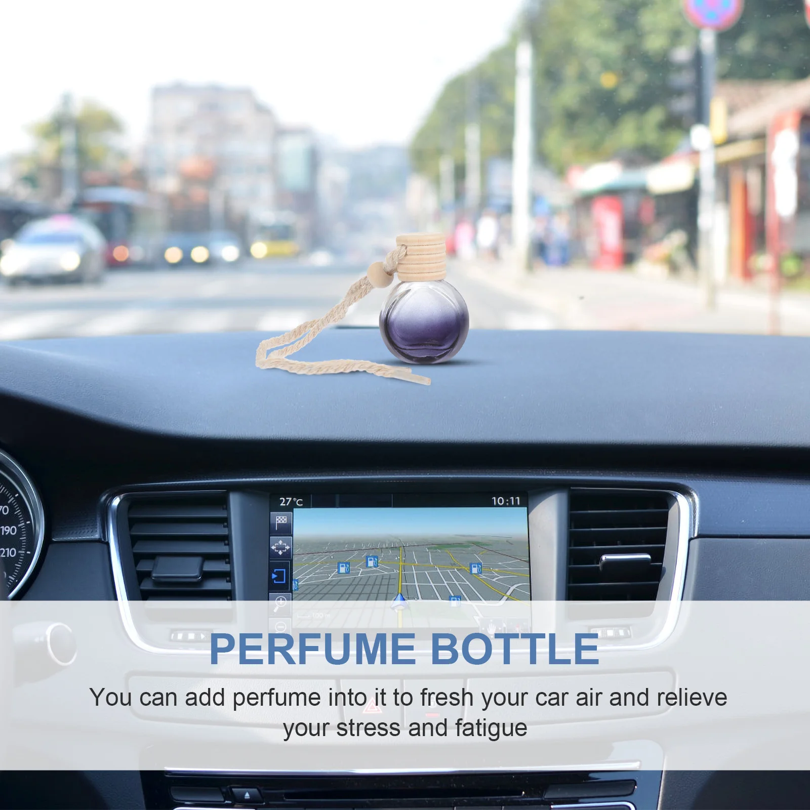 

20Pcs Car Glass Perfume Bottle Pendants Hanging Diffuser Bottles Black Car Interior Air Freshener Relaxation Ornaments