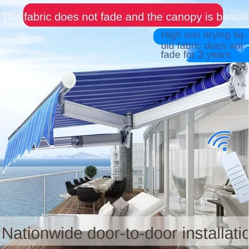 Sunshade Folding Retractable Hand Electric Retractable Awning Balcony Outdoor Tarpaulin Courtyard Facade Awning