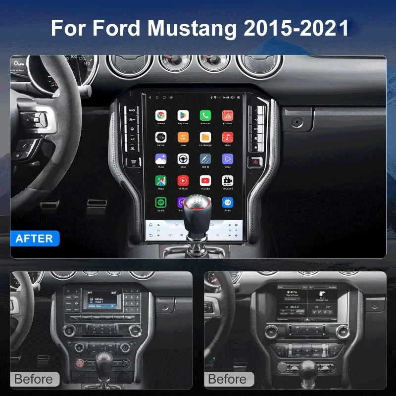 14.5” CarPlay Android Car Radio for Ford Mustang 2015-2021 Stereo Upgrade Touchscreen Supports Android Auto and GPS Navigation