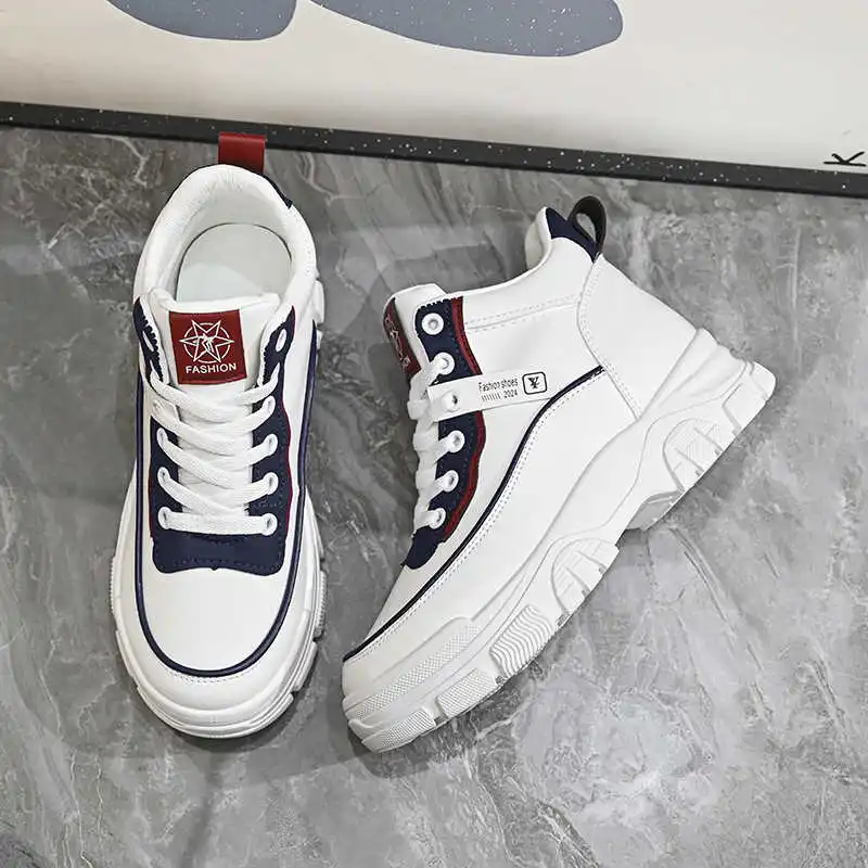 

Брендовые тренировочные синие туфли высокого качества на толстом каблуке со шнуровкой, женские = женские кроссовки, спортивные Sapatenos, бестселлеры