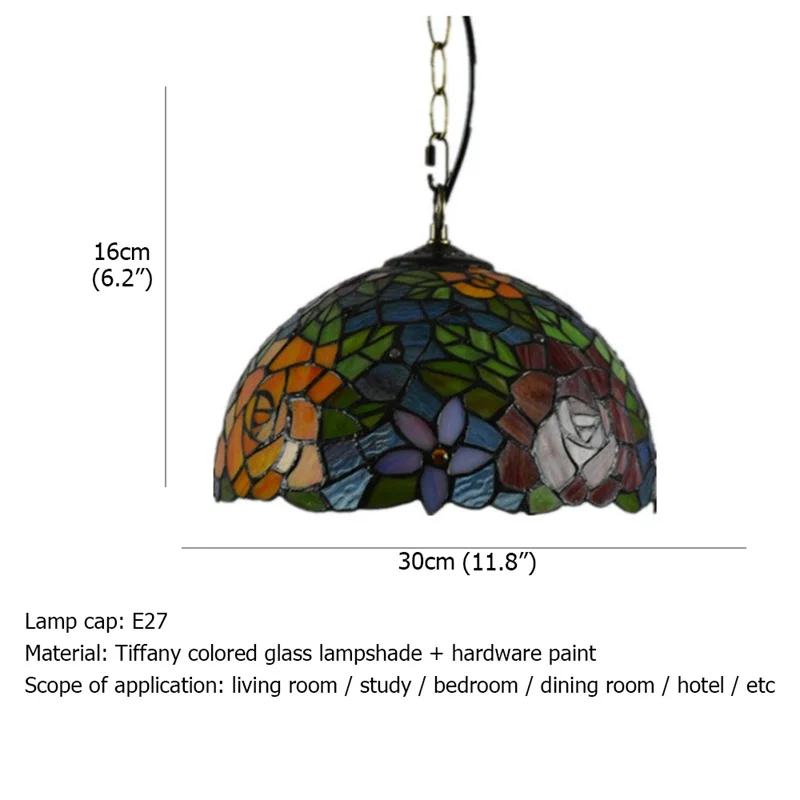 SOFITY Tiffany Pendant Light Modern LED Colorful Lamp Fixtures Decorative For Home Living Dining Room