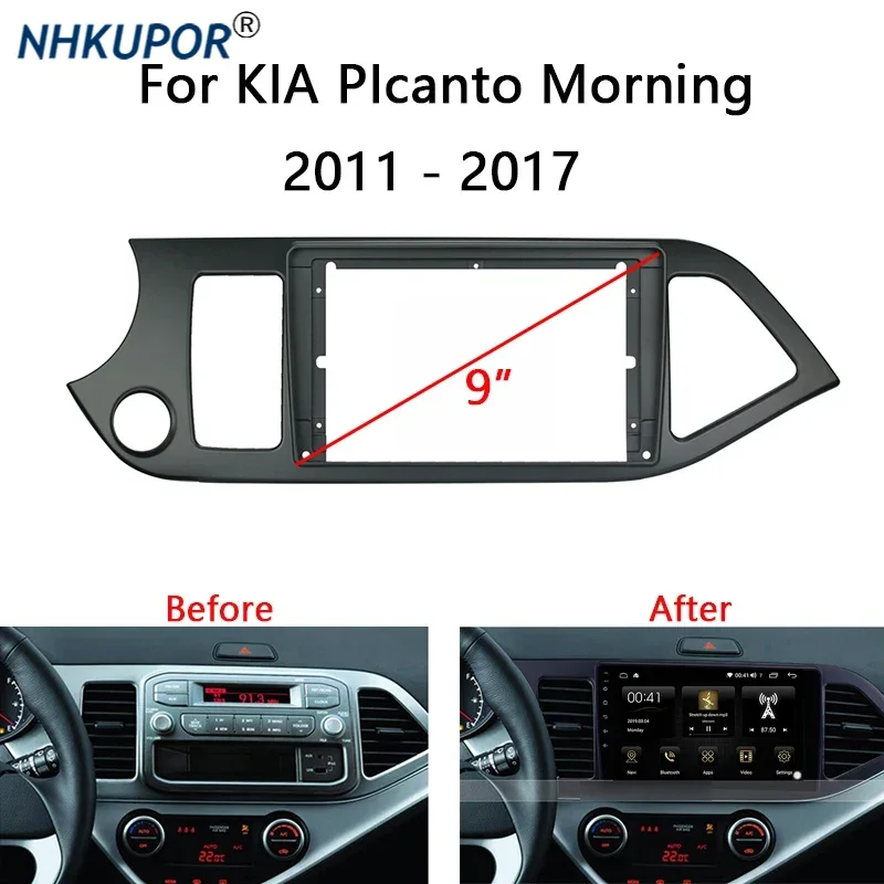 Car Radio Refit Dash Panel Fascia For KIA Picanto Morning 2011 2012 2013 2014 2015 2016 2017 Auto Stereo Install Frame Kit