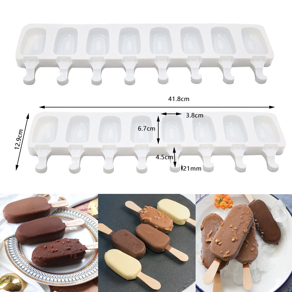 4 Cells /8 Cells Summer Ice Cream Silicone Mold DIY Ice Pop Maker Freezer Fruit Juice Popsicle Mould Ice Tray Cake Baking Mold