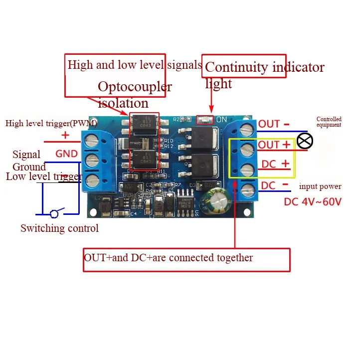 Hochspannungs-, Hochleistungs-MOSFET-Auslöseschalter-Antriebsmodul, PWM-geregelte elektronische Schaltsteuerplatine – Detail 2