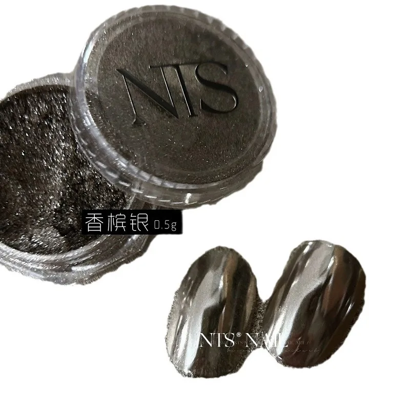 6 ألوان التيتانيوم بريق مرآة مسحوق مسمار مسحوق معدني اللون مسمار الفن تلميع رقائق الكروم الصباغ مسمار الفن الديكور