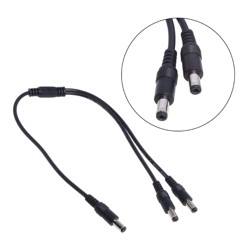 Y Splitter Power Cable 18AWG 5.5x2.1mm Male to 2 5.5x2.1mm Male Supply Splitter Cable for LED Light Camera