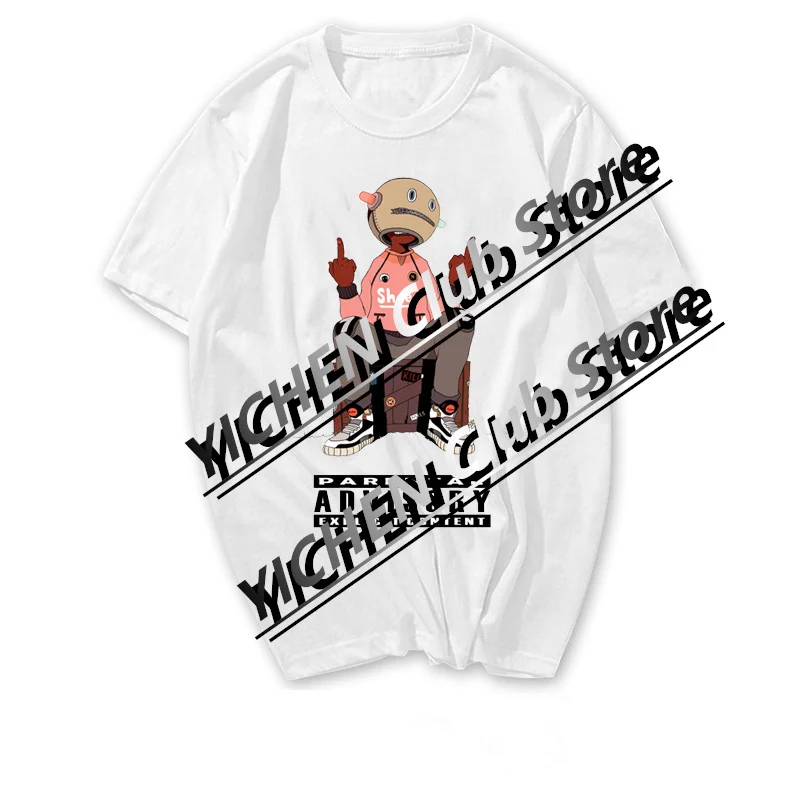 

New Cyberpunk Cartoon Printed Men's Cotton Short-Sleeved Motorcycle Casual Comfortable Loose Men's And Women's Shirts