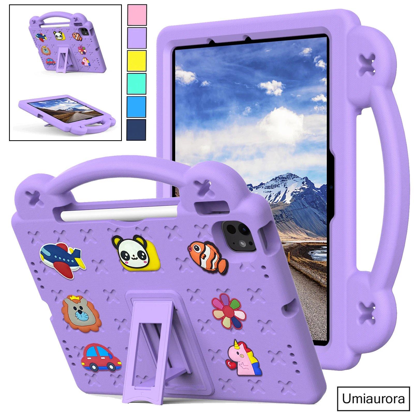 

Для iPad Air 6 5 4 10,9 Pro 9,7 11 12,9 13-дюймовый M4 7-й 8-й 9-й 10,2 10-го поколения Чехол для планшета Детская ручка Подставка Противоударный EVA Funda