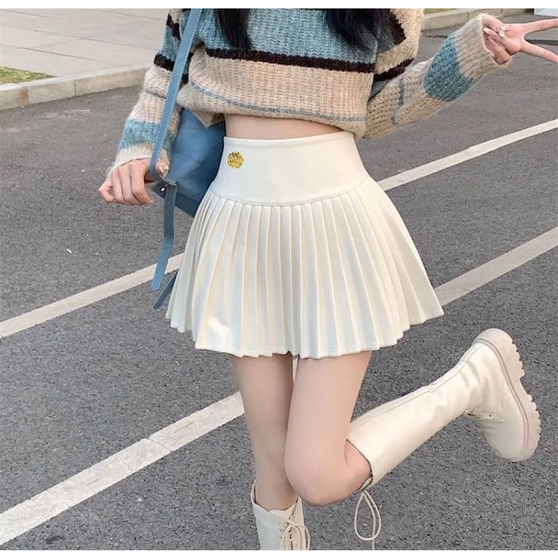 Preppy Style Elegant Vintage Pleated Skirt Women Sexy High Waist A-line Patchwork Skirt Korean Fashion Cute Casual Mini Skirts