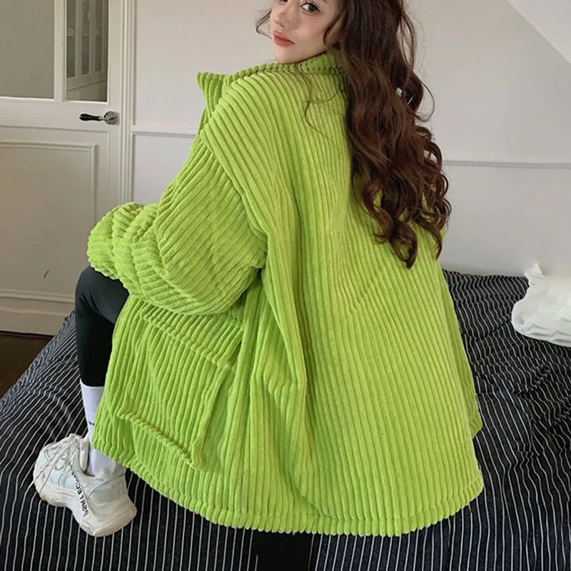 2025 Winter New Cotton-padded Coat Women Overcoat Couple's New Corduroy Cotton Coat Work Loose Thick Parka Student Cotton Jacket