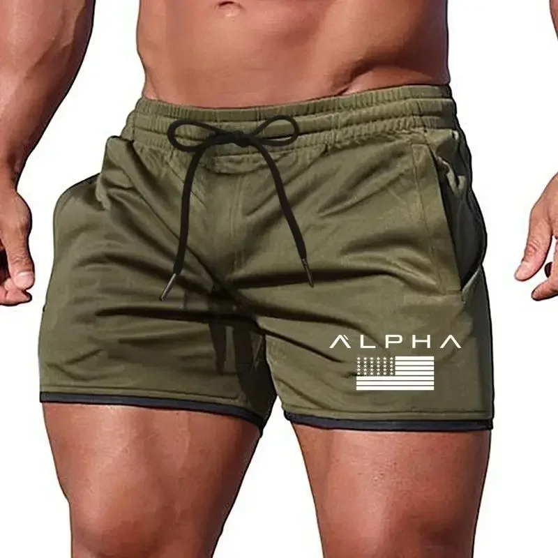 Men's ALPHA Printed Shorts, Suitable for Fitness and Running, Quick-dry and Breathable, Three-quarter Length