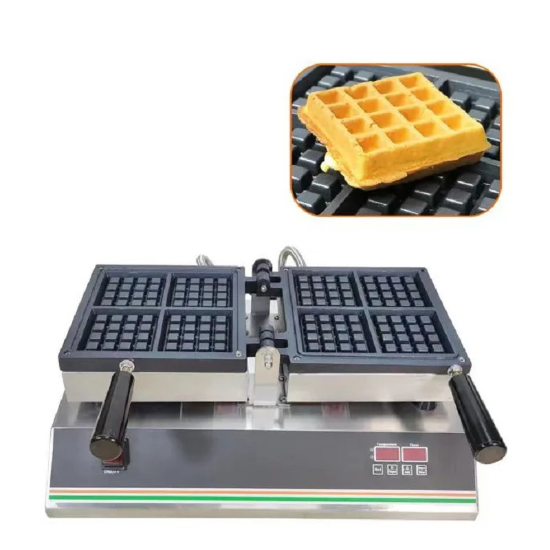 Waffle Maker Commercial Street Snack Equipment Square Four-Compartment Bread Oven Stainless Steel Body