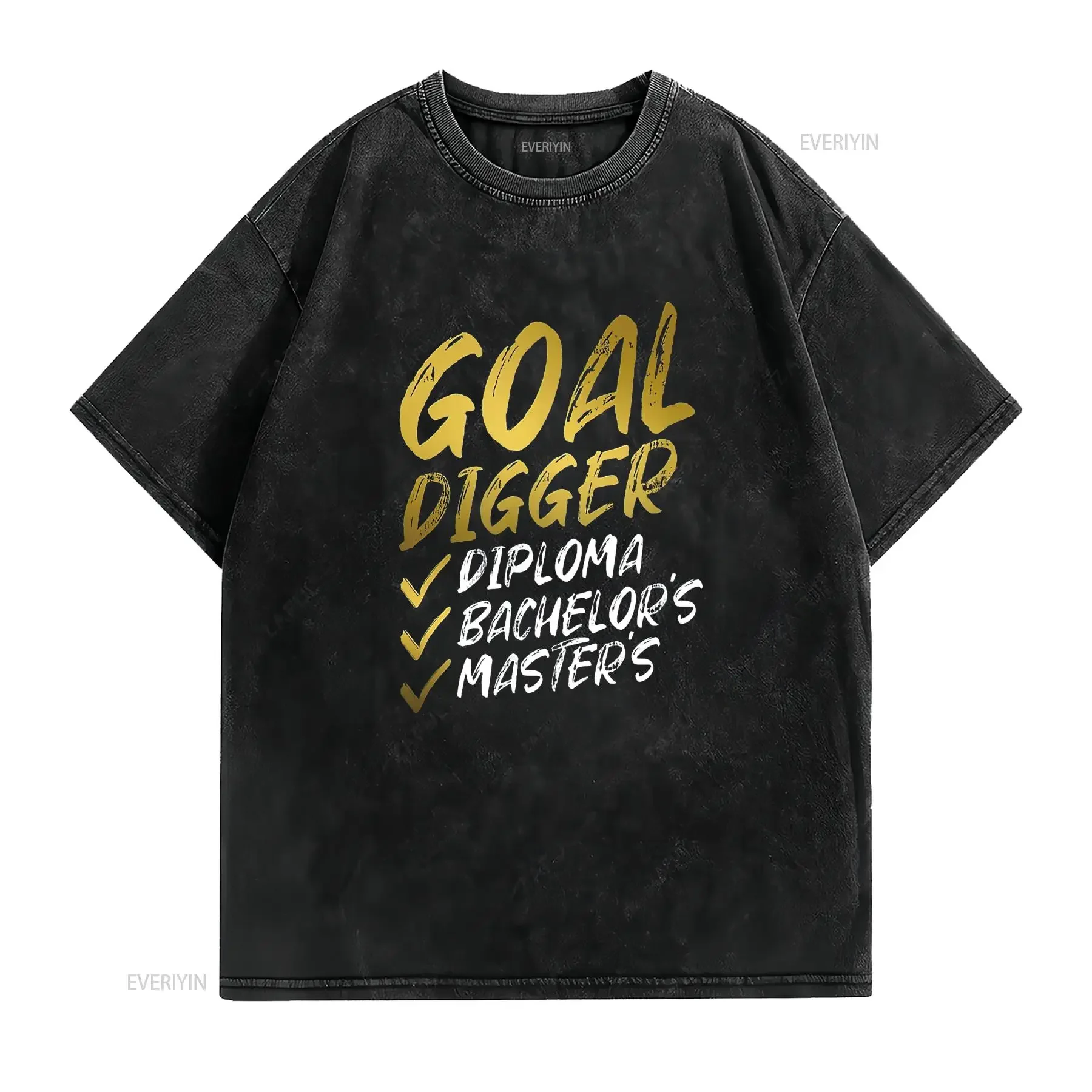 فئة 2021 الهدف حفار المدرسة الثانوية كلية التخرج تي شيرت خمر غسلها قليلا مصمم الملابس تنوعا الشارع الشهير