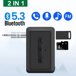 Bluetooth 5.3 Car Receiver Adapter 3.5mm AUX Jacks for Car Speakers Audio Music Receiver Transmitter Hands Free U Disk TF Card