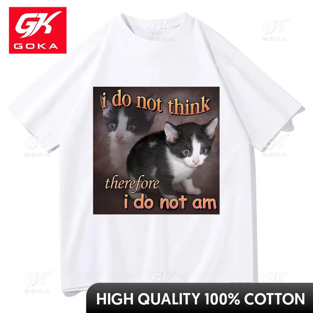 لا أعتقد لذلك لا أستطيع القط ميمي القطن تي شيرت مضحك الرجال Harajuku خمر الجرافيك تي شيرت للجنسين تي شيرت الملابس