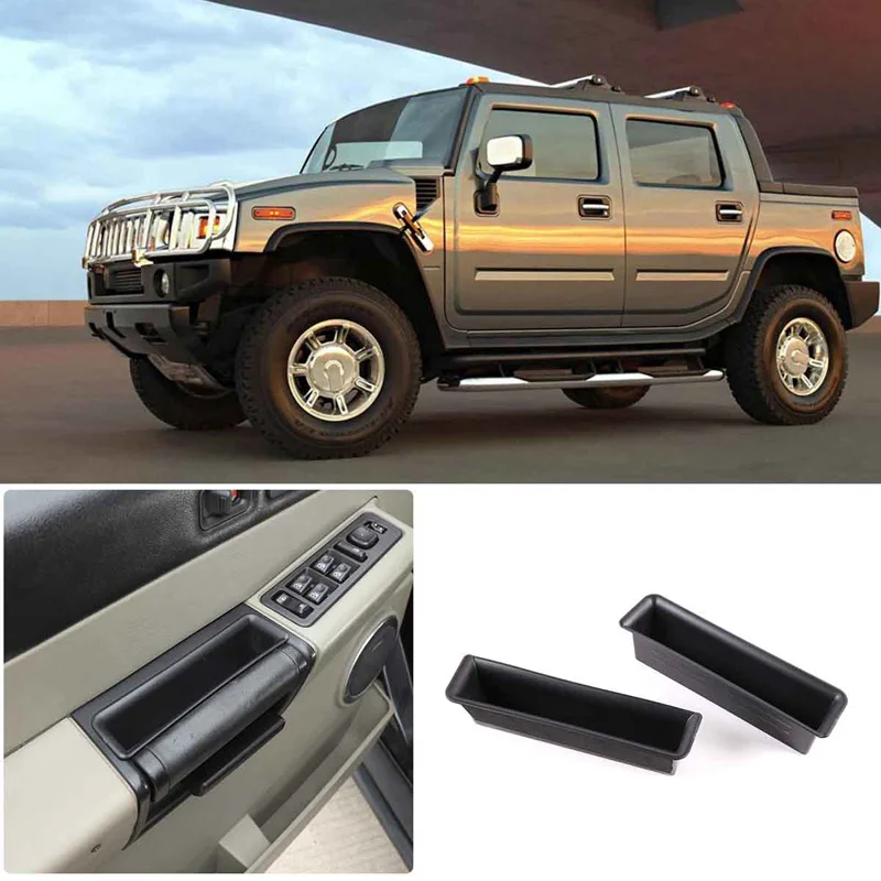 

Для Hummer H2 2003-2007 ABS черный автомобильный ящик для хранения внутренней дверной ручки подлокотник-органайзер лоток аксессуары для салона автомобиля
