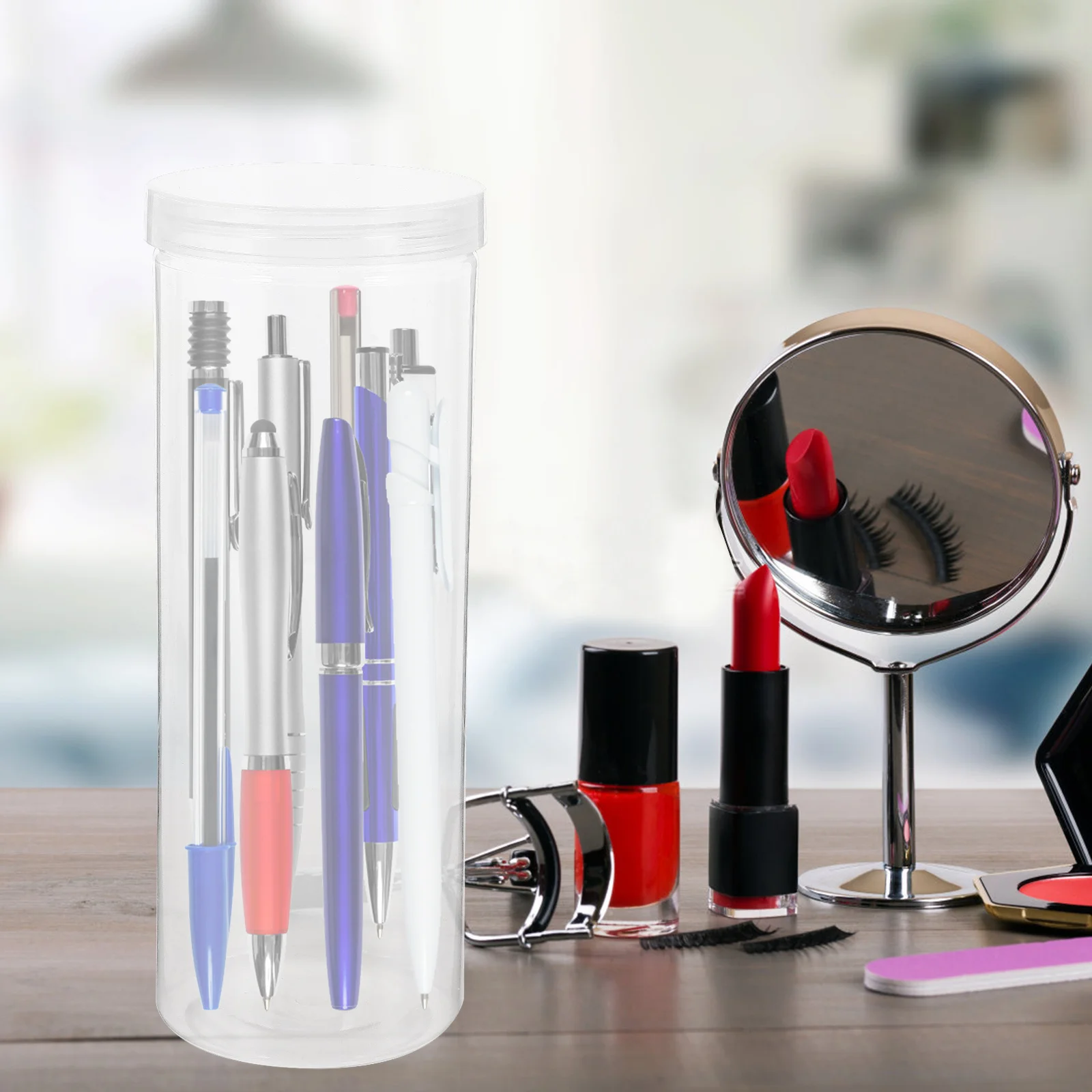 

2pcs Transparent Pen Case Clear Plastic Storage Box For Pens Stationery Organizer Pencil Container Display Holder Empty Tube