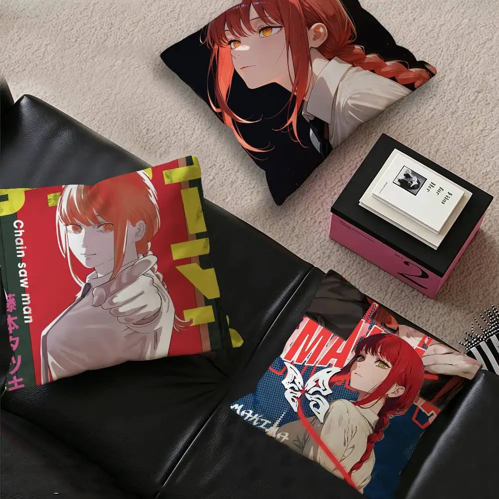 Anime M-Makima Chainsaw Man Cushion Cover Inches Farmhouse Decor Home Throw Pillow Covers for Couch Decorations