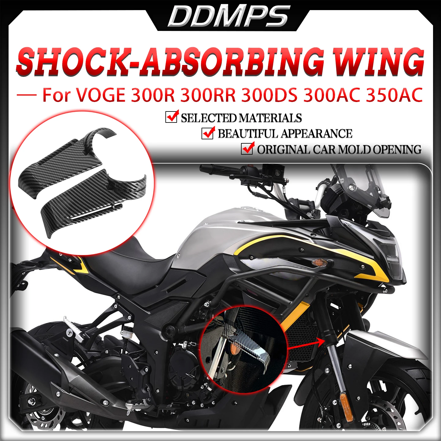 For VOGE 300R 300RR 300DS 300AC 350AC Motorcycle Shock Absorption Fixed Winglet Decorative Spoiler Modified Fixed Wind Wings