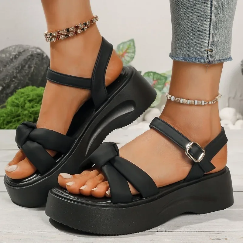 Platform Comfortable Fashion Single Strap Sandals Classic Summer New 2025 Plus Size Essential Women's Shoes