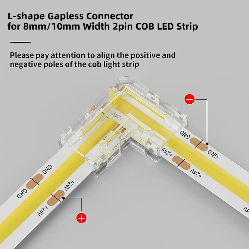 2-pinowe złącza LED COB 8mm 10mm do taśmy bez lutowania złącze narożne do świateł pasek COB LED 2Pin